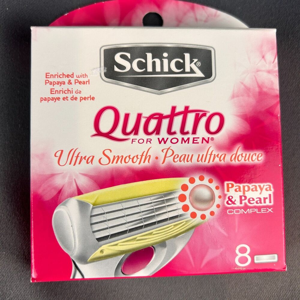 Schick Quattro For Women Razor Cartridges Papaya & Pearl 8 Cartridges Total